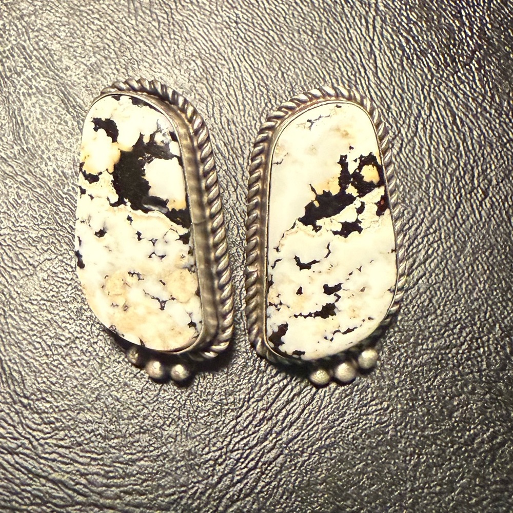 Authentic Native White Buffalo Stud Earrings. - image 1